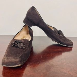 Salvatore Ferragamo Suede Alberta Cap Toe Loafers